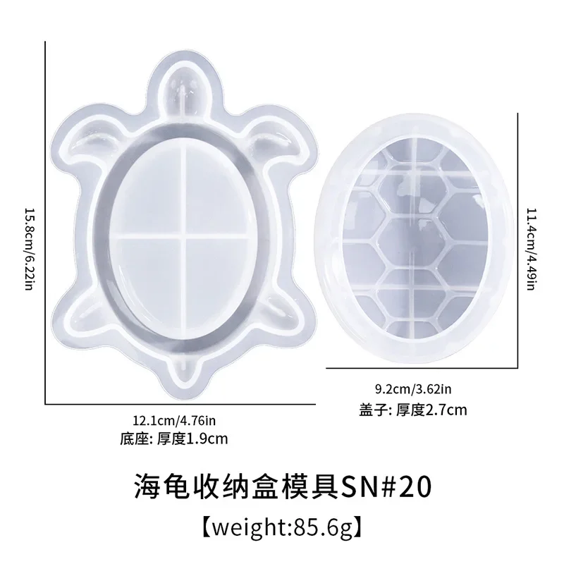 1pcTurtle Box harsvorm met deksel, 3D zeedierenopslagcontainer siliconen harsgietvormen, unieke zeeschildpad sieraden