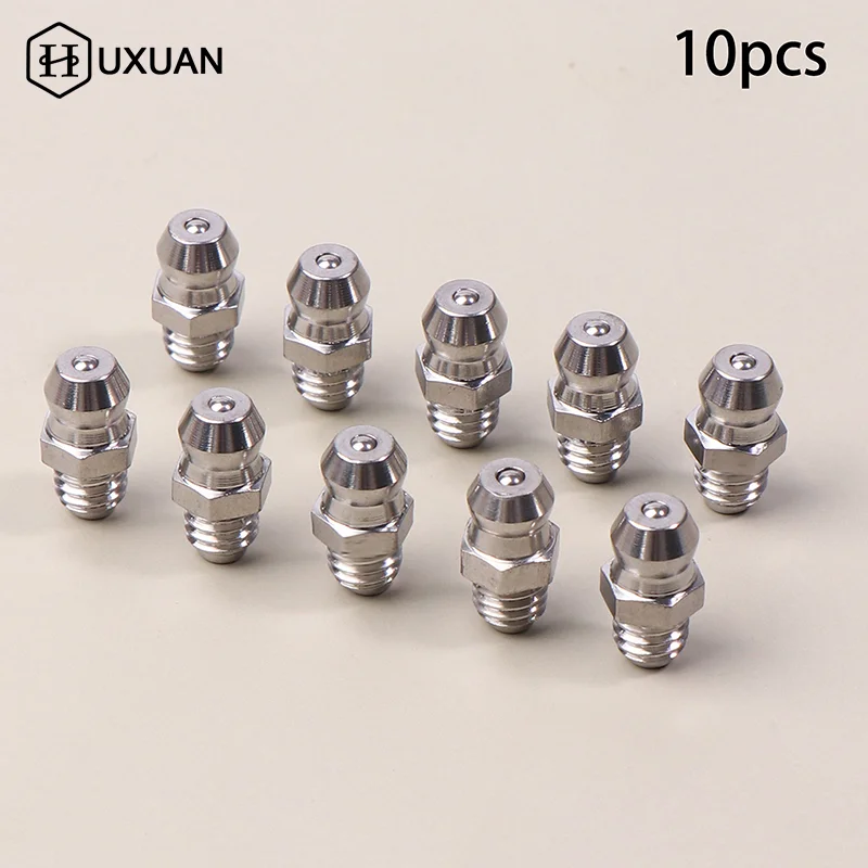 

10Pcs 201 Stainless Steel M6 Thread Straight Hydraulic Grease Fitting Grease Nozzle Connection Grease Nipples For Bearing