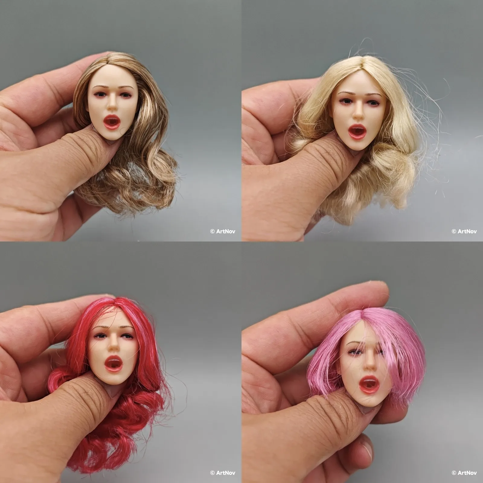1/6 Scale Female Movable Eyes Head Sculpt with Replaceable Tongues Model 12'' Action