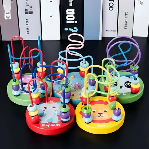 1pc little Colorful Wooden Roller Coaster Educational Circle Toy For Preschool Learning Bead Maze Toy Perfect Gift For Kids