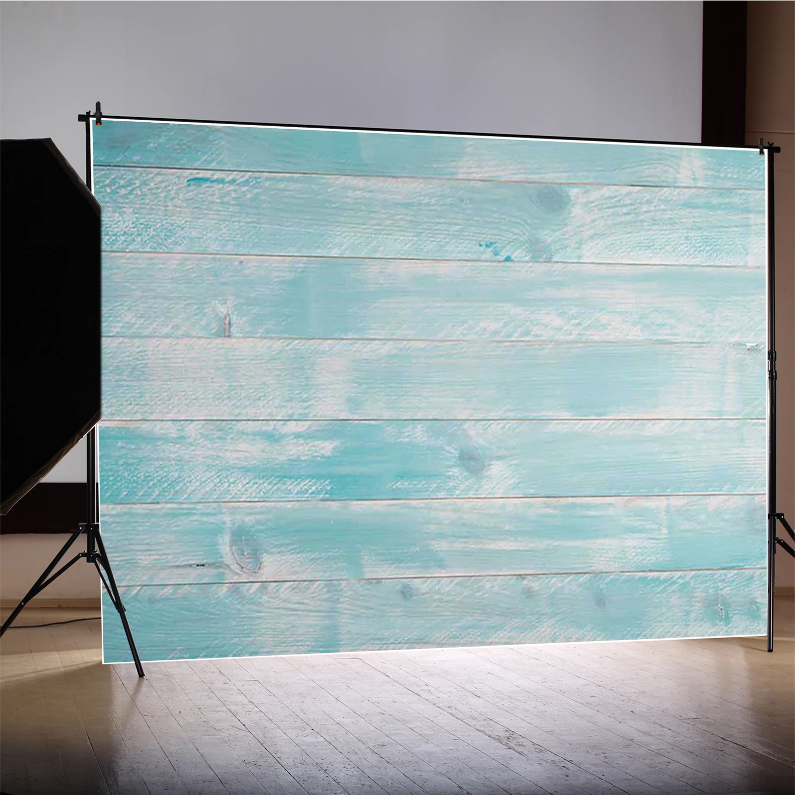 MOON.QG خلفية أبيض أزرق بني لوح خشبي خلفية أرضية لحفلات الزفاف صور جدارية ملحقات تصوير الصور #3