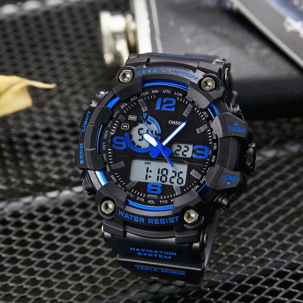 

Digital Quartz Mens Watch Reloj Hombre Military Blue Waterproof Sport Watches Fashion Big Dial Electronic Shock Man Wristwatch