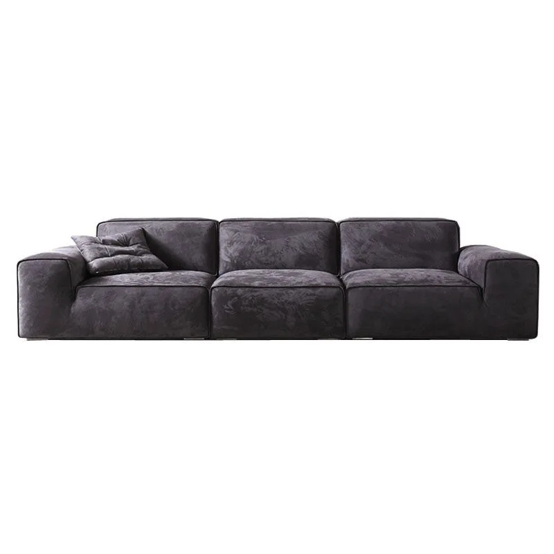 

Italian big black cow cream style, fabric , minimalist, living room small apartment technology cloth sofa combination