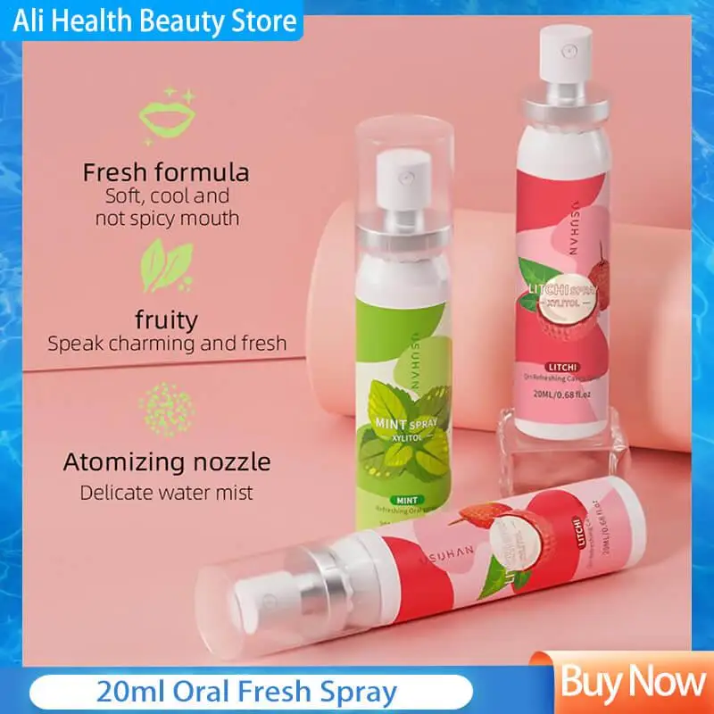 Oral Fresh Spray 20ml Mouth Freshener Oral Odor Treatment Oral Remove Bad Breath Fruit Litchi Peach Flavor Persistent Oral Care