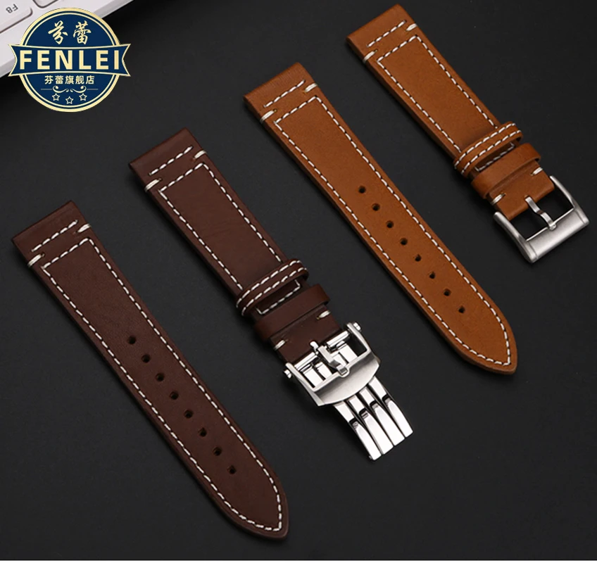 Dla Breitling Legend Aviation Super AVI pasek do zegarka ze skóry bydlęcej Blackbird Avengers włoski Vintage pasek z prawdziwej skóry 20MM bransoletka