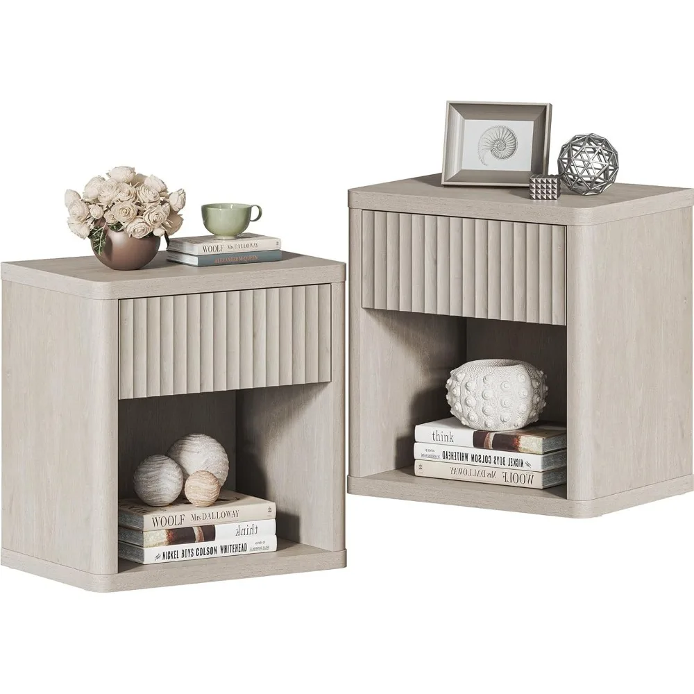 Bedside Table Set, 2 Bedside Tables with Drawer Storage Slot Bedside Table End Table Large