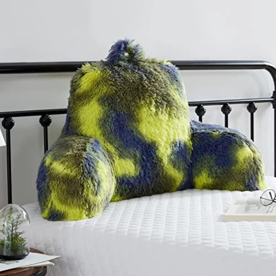 

Fur Reading Pillow - Big Size 30x17x17 Inch with Premium Stuffing, Adult and Backrest Pillow with Arms, Bed Wedge Pillow for He