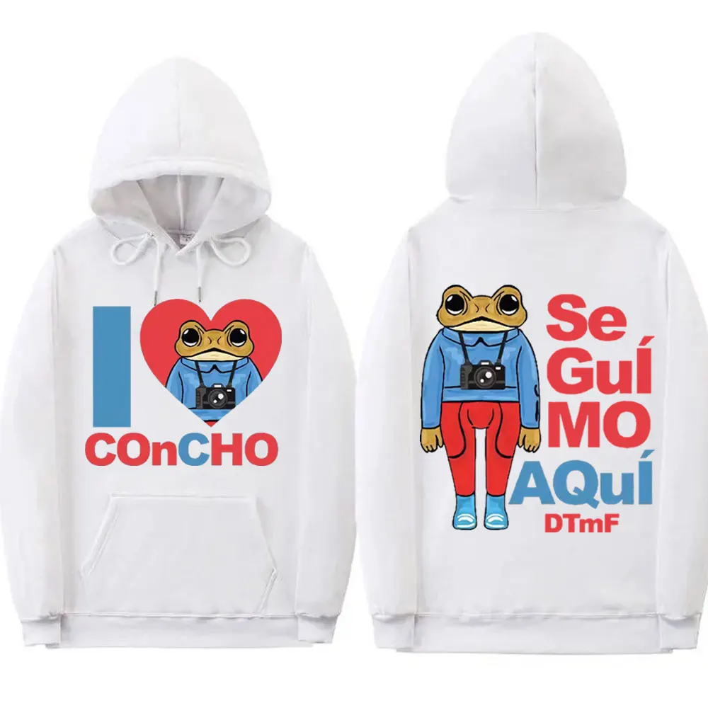 Rapper Bad Bunny I Love Concho Frog Se Guí Mo AQuí DTMF Hoodie Hip Hop Fashion Rap Sweatshirts Men Women Casual Loose Pullovers