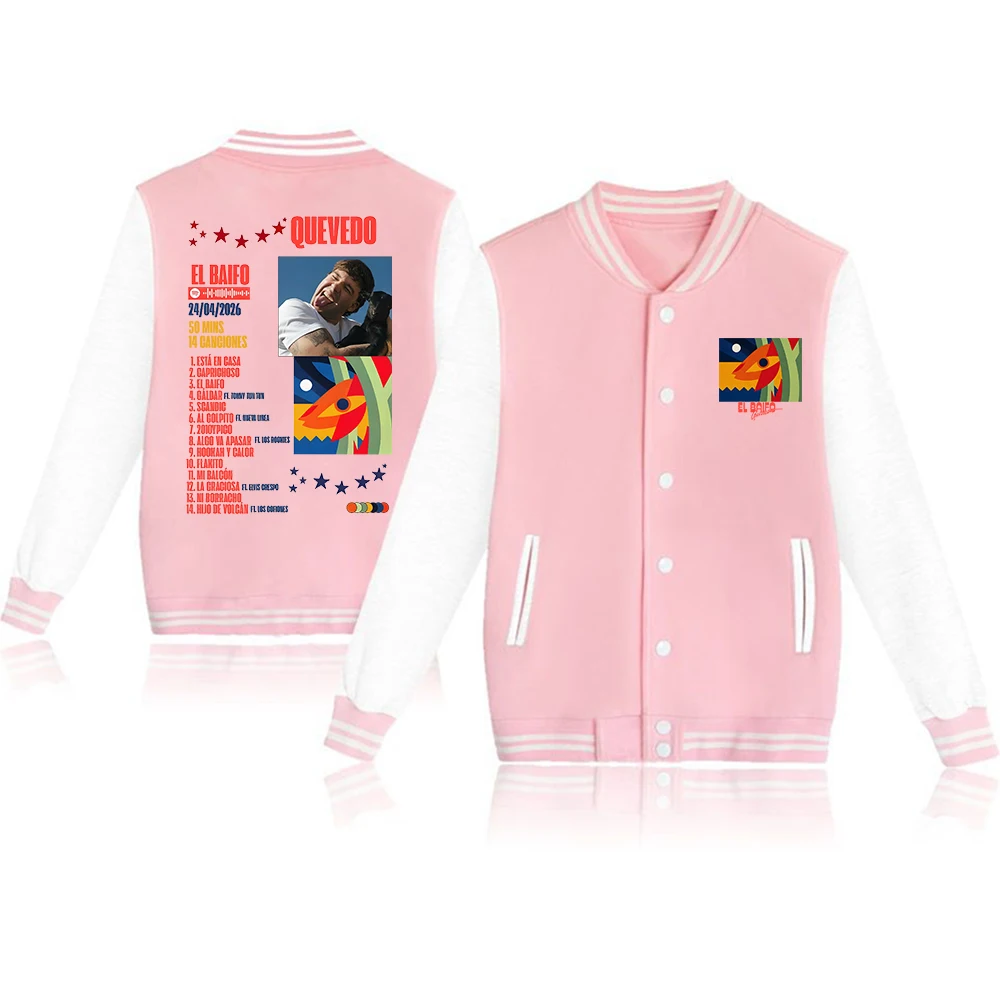 Rapper Quevedo EL BAIFO 2026 Album Baseball Jacket Women Men Bomber Jacket Outerwear Streetwear Hip Hop Baseball Uniform