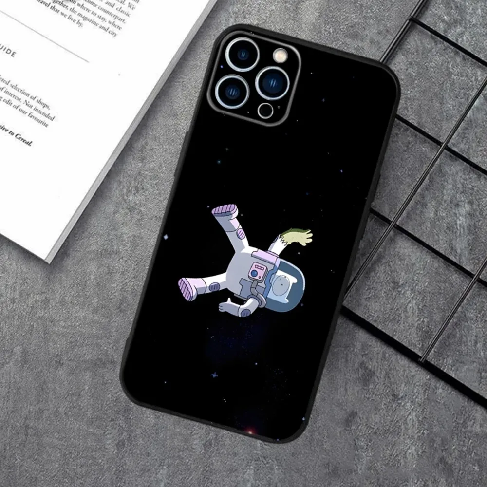 حافظة هاتف كارتون A-Adventure Time Finn لهاتف Apple iPhone 15,14,13,12,11,XS,XR,X,8,7,Pro,Max,Plus,mini غطاء أسود من السيليكون