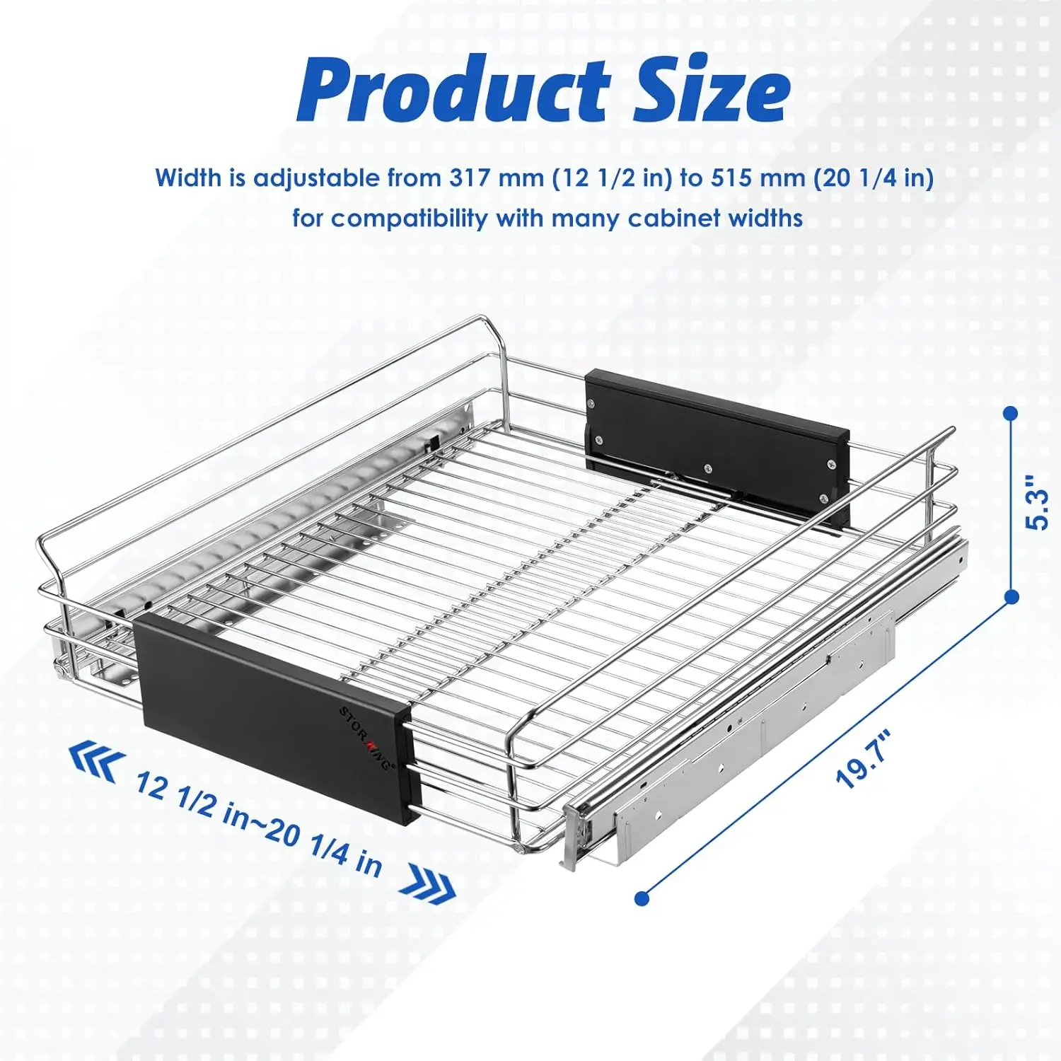 Pull Out Cabinet Organizer,Heavy Duty Slide out Drawers,Cabinet Storage Shelves,FLEXIBLE INSTALLATION Chrome Finish