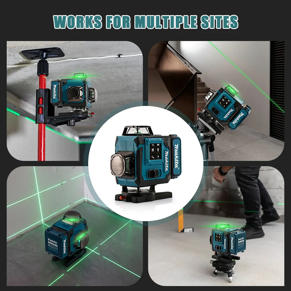 Makita 16 Lines Self-Levelling Laser Level with Manual Modes 8H Runtime for Construction Layout Work - Laser Measuring Tools