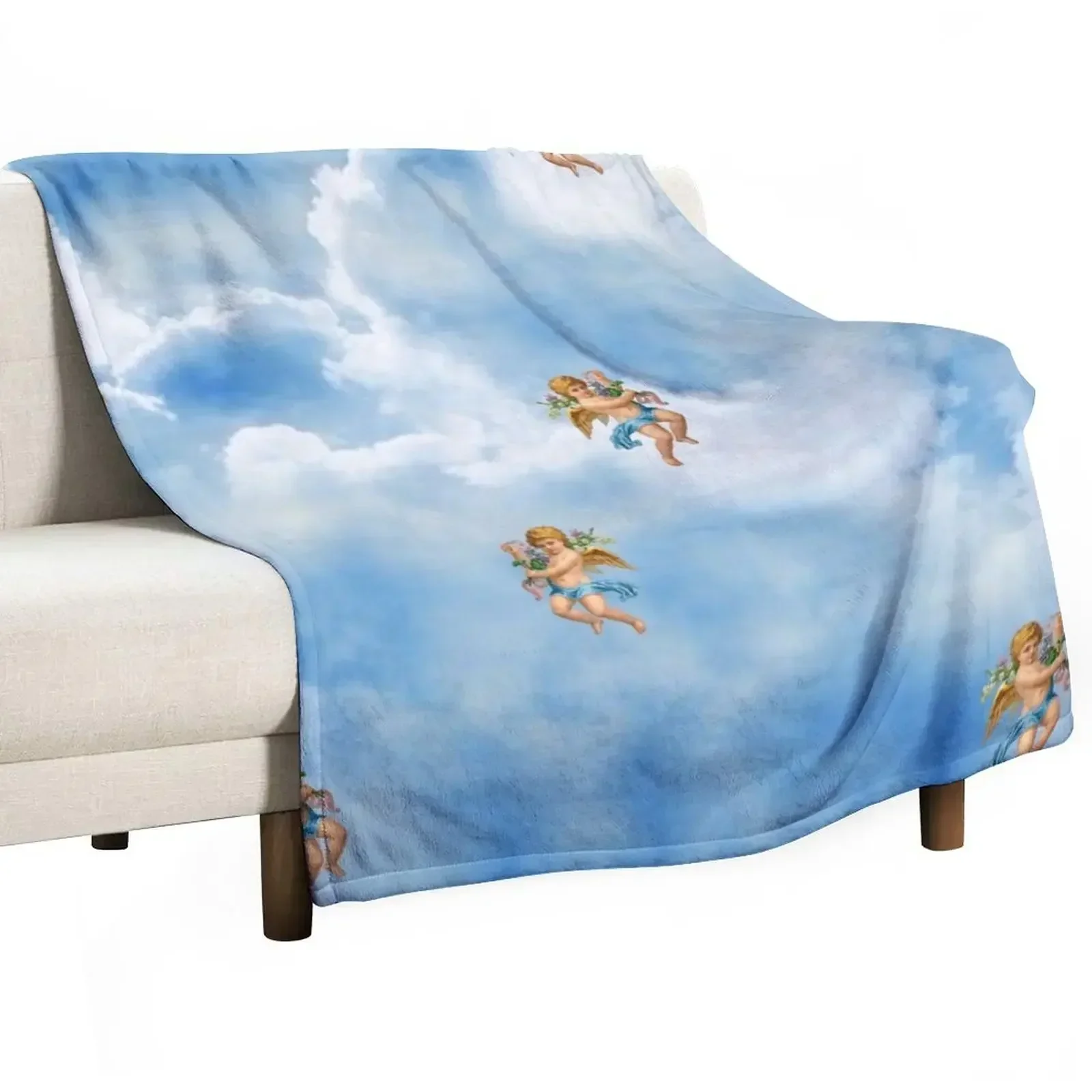 Renaissance Angel cloud patter Throw Blanket Hairys Thins Extra Large Throw Flannels Multi-Purpose Blankets