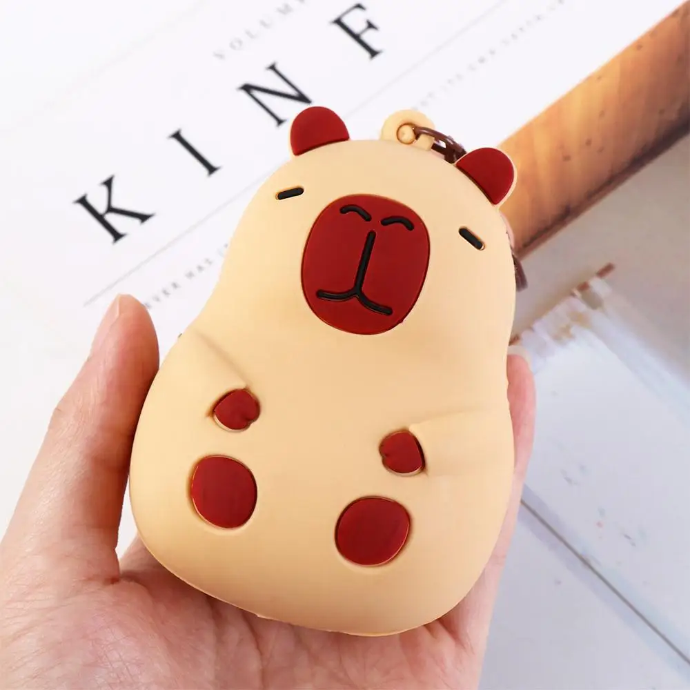 Cartoon Animal Capybara Coin Purse Bag Pendant Silicone Capybara Keychain Money Bag Korean Style Capybara Change Pouch Boy