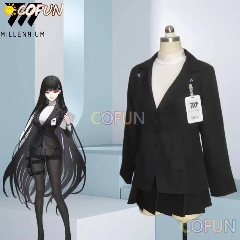 COFUN [Customized] Blue Archive Tsukatsuki Rio Cosplay Costume Halloween Game Suit Women JK Uniform Black Suit Coat Skirt Shirt