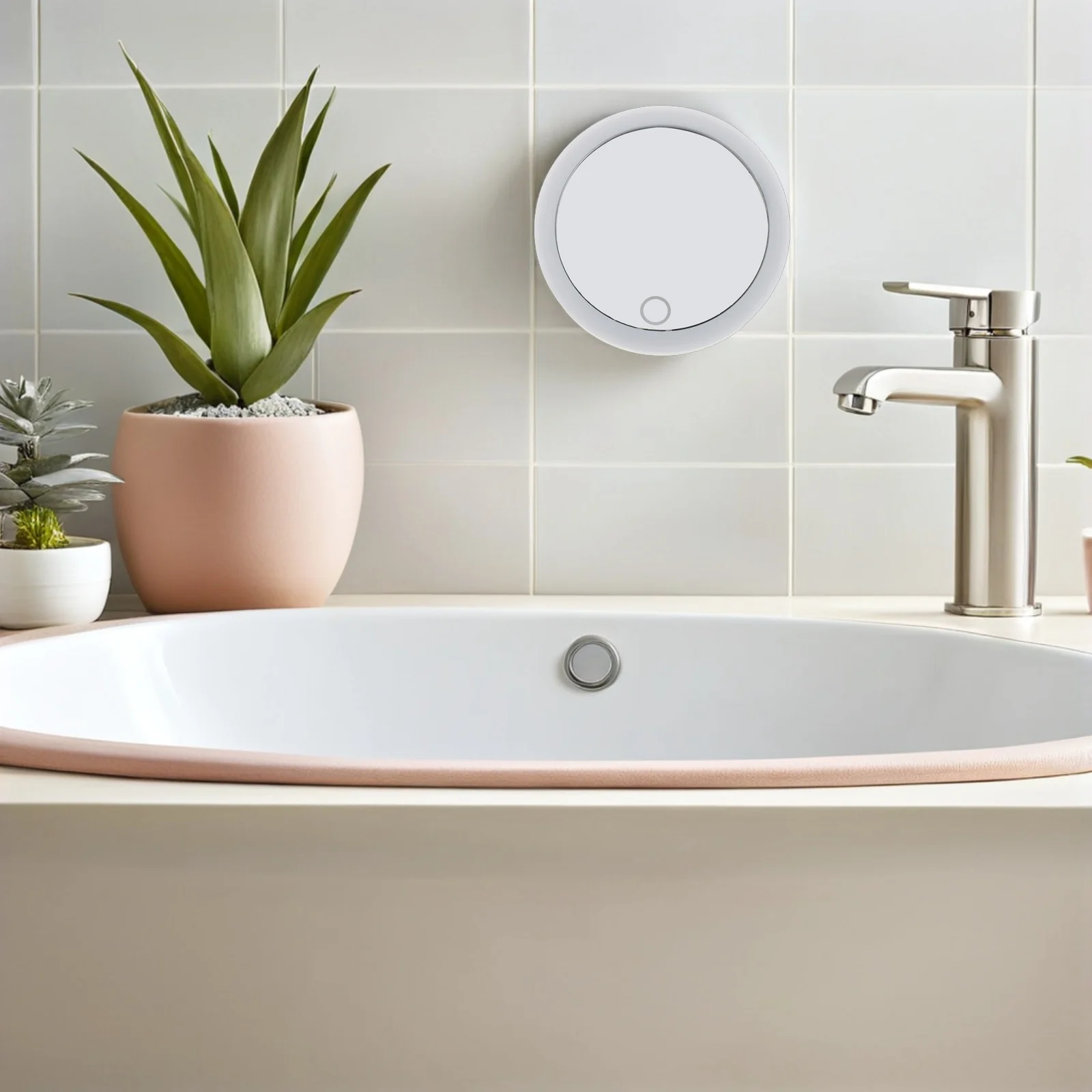 Rechargeable LED Makeup Mirror 10x Magnifying Triple Suction Cups Portable Lighted Travel Vanity Compact Mirror