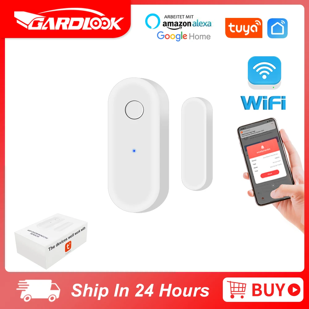 Tuya Smart WiFi Door & Window Open Sensor Remote Message Notification Support Google Home And Alexa, APP Tuyasmart or Smart Life