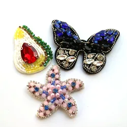 New Rhinestone embroidery butterfly patches for clothing Embroidered sequin star patch for clothes Sewing applique parches