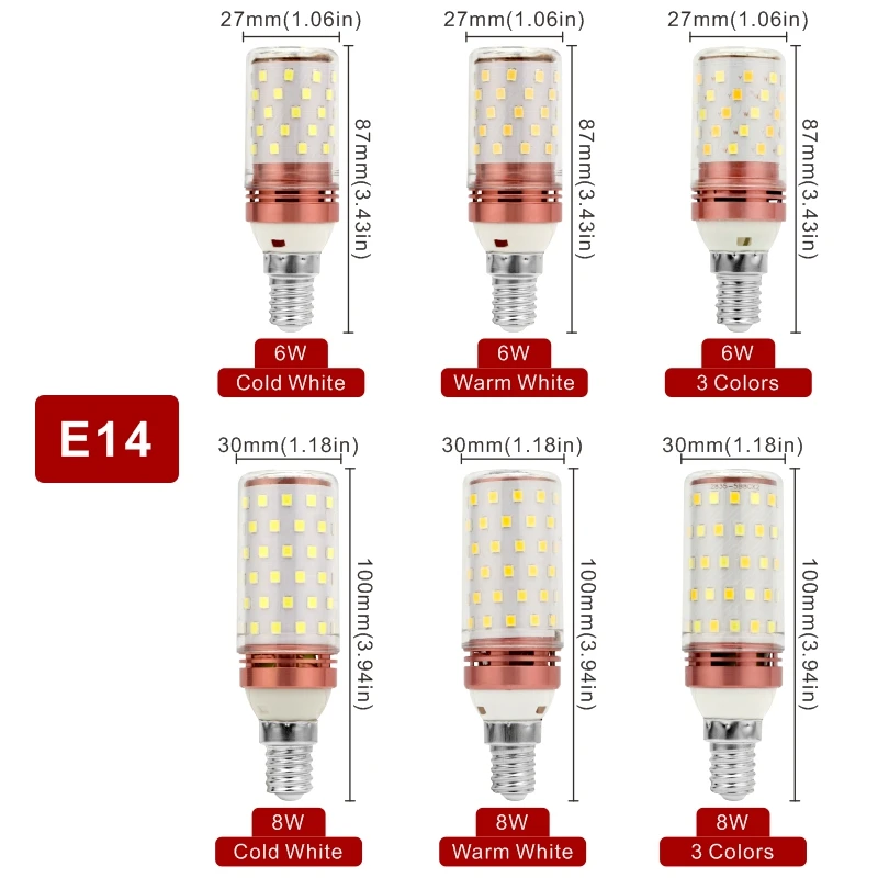 1/2/4pcs 6W 8W LED Corn Bulb E27 E14 Light Bulb 60/80LEDs SMD2835 220V 110V LED Lamp Home Decoration Chandelier Candle Light