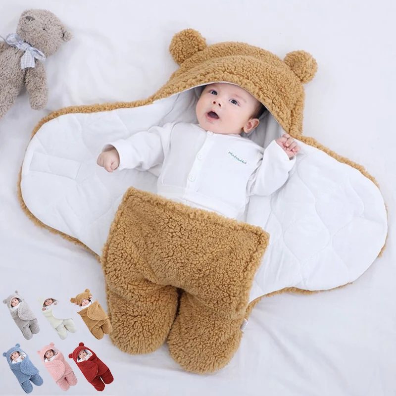 Baby Swaddle Blanket Boys Girls Cute Plush Blanket Soft Newborn Sleeping Wraps for Infant 0-6 Months Baby Shower Gift