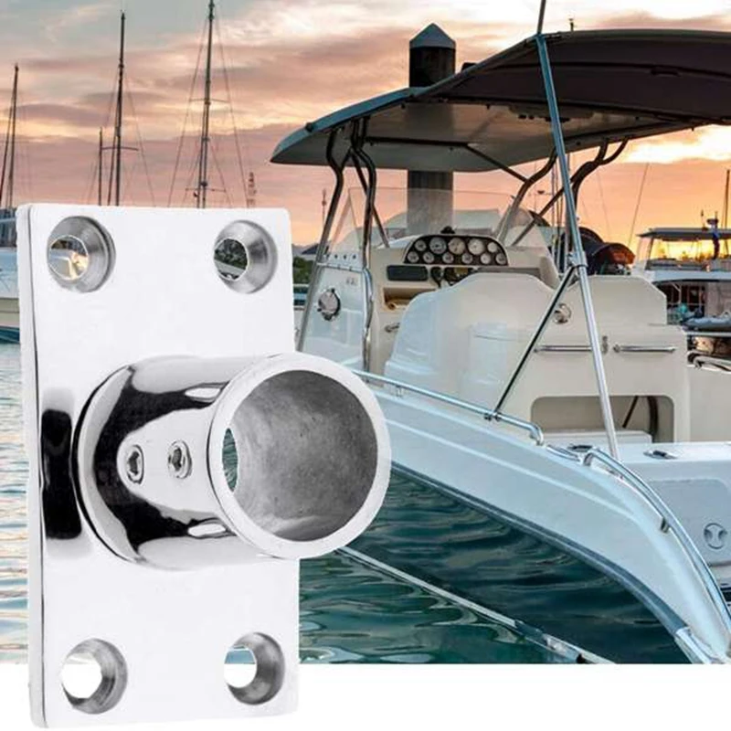 90 Degree Stainless Steel 316 Marine Boat Rectangular Pipe Rail Stanchion Post Socket Base Fittings