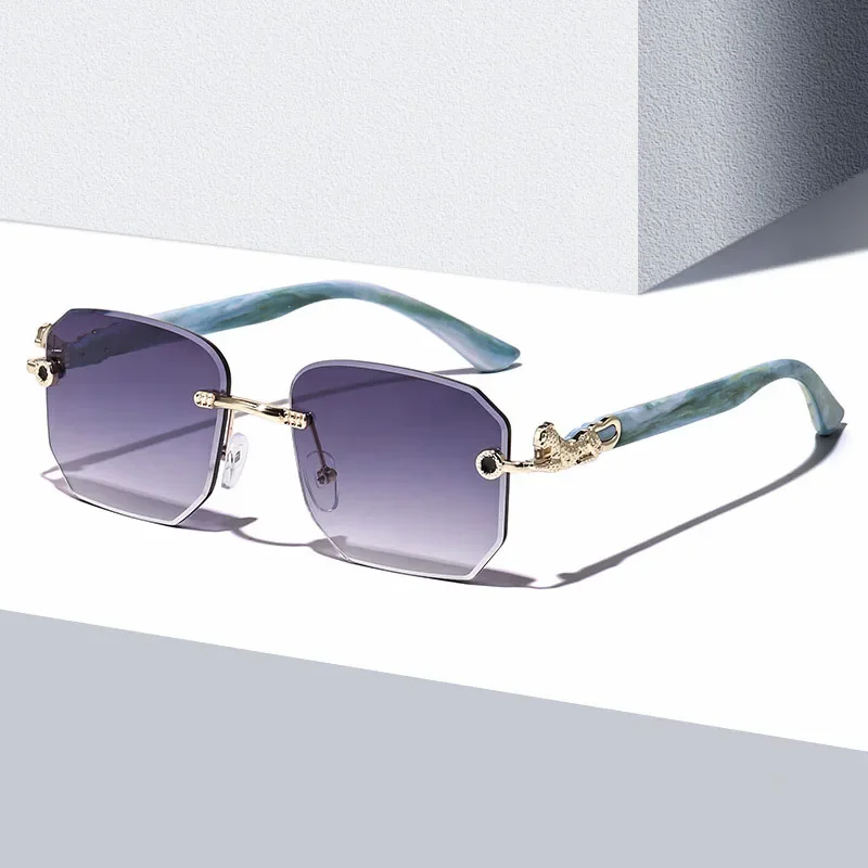 

2025 INS Metal Trendy Frameless Sliced Women's Sunglasses Fashion Men's Trendy Personalized Driving Sunshade Mirrors Decorative