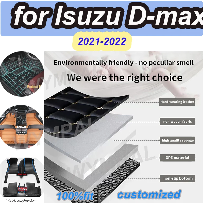 

LUXURY Car Floor Mats For Isuzu D-max Dmax D max 2022 2021 Carpets Foot Pads Custom Auto Accessories Interior Pedals Rugs