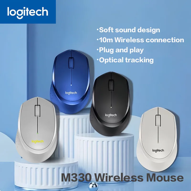 

Logitech M330 Wireless Soft Office Mouse, Laptop Mouse, with Wireless Mini Receiver Ergonomic Grip for Home Comfortable Touch
