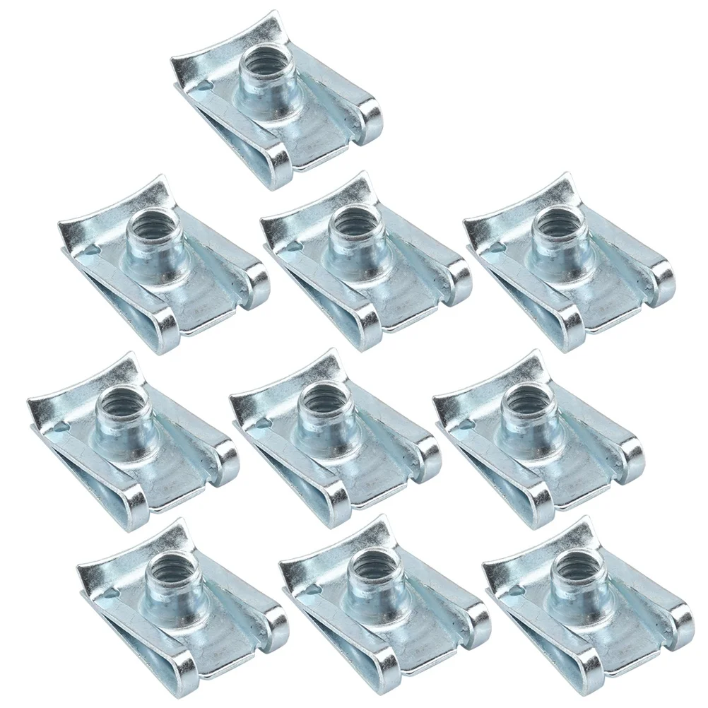 

10Pcs U Nut Fastener High Strength Elastic Motorcycle Fairing Body Panel Clips Manganese Steel U Clip Self Tapping Spire for Car
