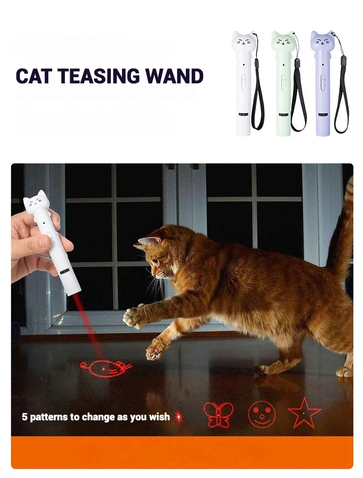 USB Rechargeable Infrared Cat Light Toy – Multi-Pattern Interactive Chase Stick 4