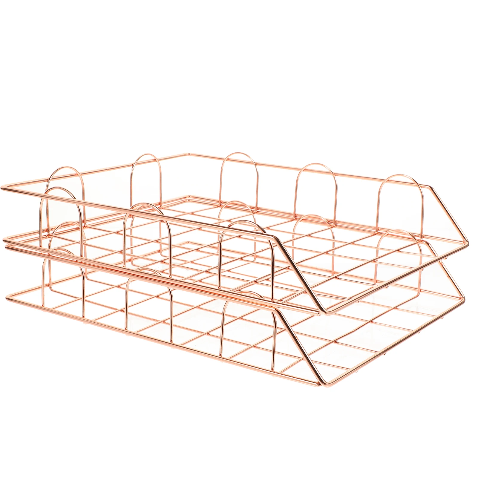 

2pcs Rose Gold Metal File ganizer A4 Desk Tray Storage Basket Magazine Rack Iron Holder for Documents Accessories