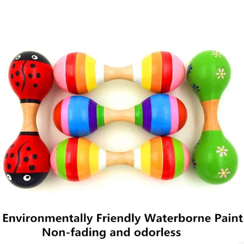 Kids Simulation Wooden Instrument Double for Head Sand Hammer Educational A2UB