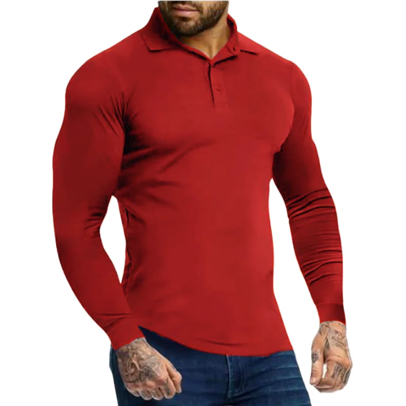 Men's shirt Business Cotton Long-Sleeved Lapel Polo Shirts Spring Autumn T-shirt for Men Solid Color Casual Men's clothing