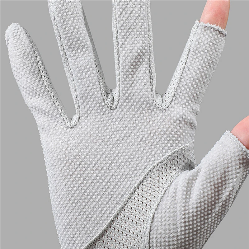 Guantes de algodón de longitud media para mujer, protector solar antideslizante, antiultravioleta, pantalla táctil, conducción de ciclismo, verano y otoño