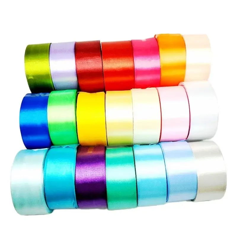 New HL 5 meters 15/20/25/40/50mm  Solid Color Satin Ribbons Wedding Decorative Gift Box Wrapping Belt DIY Crafts