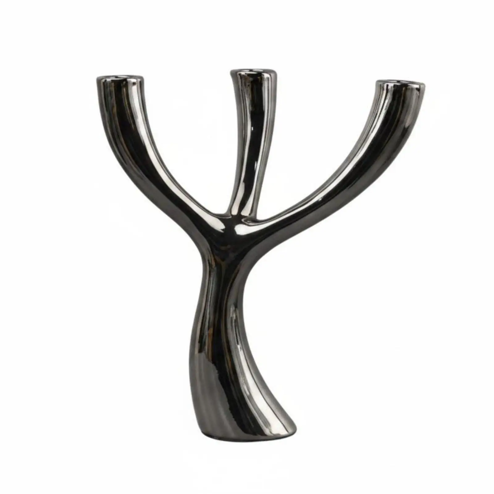 Sleek Resin Candle Holder for Taper Candles Reflective Finish Home Accent Dining Room Console Decor