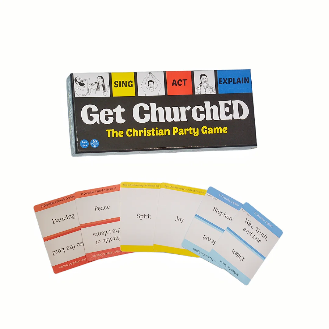 « Obtenez Churched » Jeu de cartes, jeu de société, jeu interactif, comprend 3 types de jeux, adapté aux fêtes, idéal comme cadeau, adapté pour Halloween, Noël
