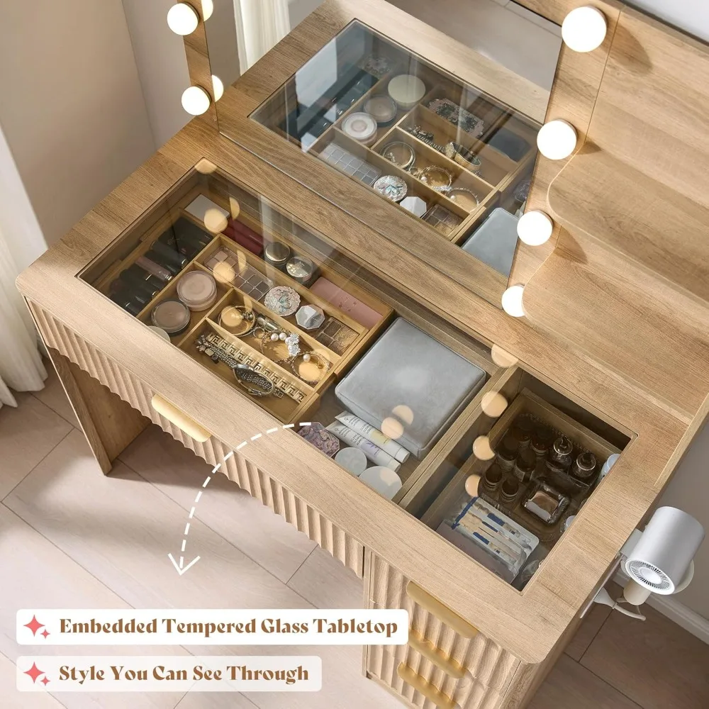 Fluted LED Vanity Desk 6