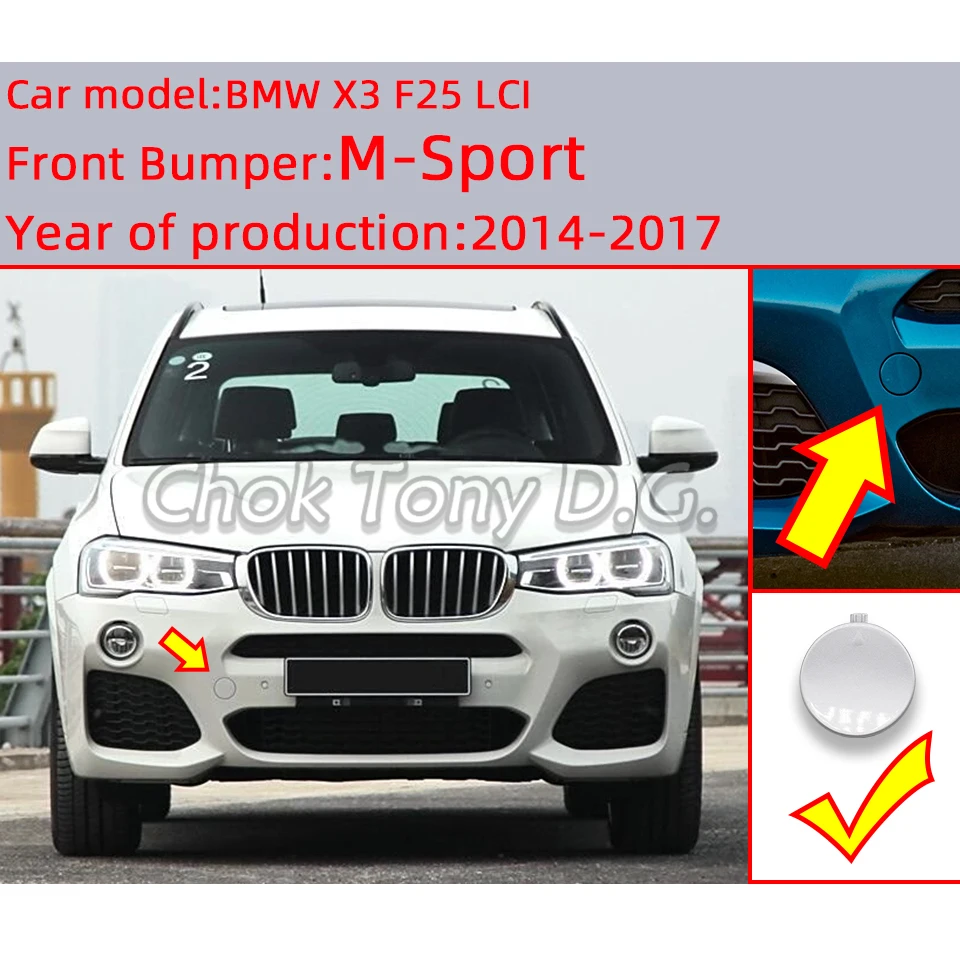 Auto Parts Front Rear Bumper Towing Hook Cover For BMW X3 F25/LCI M-Sport 2010-2017 Hauling Trailer Shell Bumper Decoration Cap