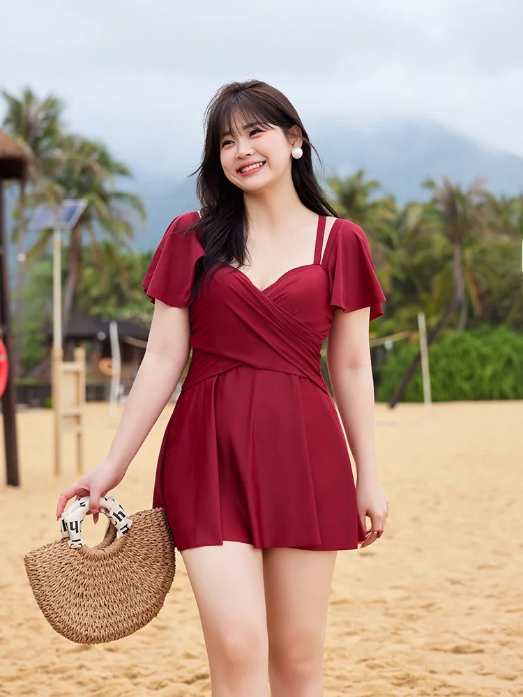 

Ele plus Size Swimsuit for Women Thermal Spring Gathering Belly Covering Sexy plus Size Girls Swimwear