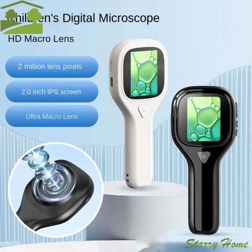

with 2 inch Screen Kids Microscope 200x Zoom High Definition Handheld Magnifying Glass Digital Rechargeable Children Microscope