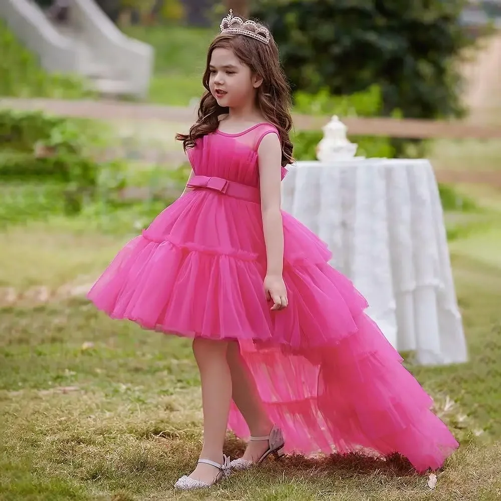 High Low Tulle Pageant Gown Tiered Flower Girl Dress Layered Ball Gown Kids Birthday Party Dress princess dress