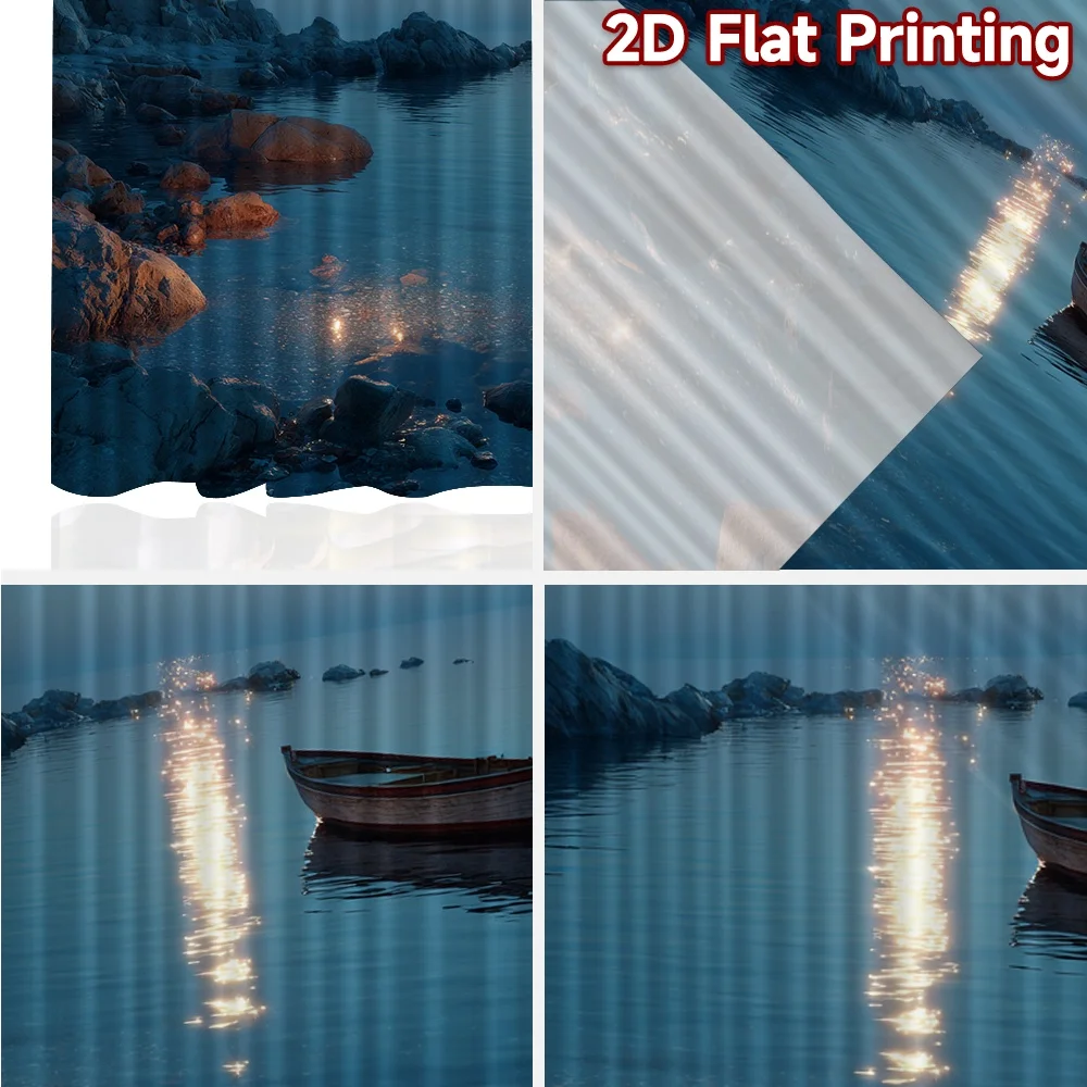 2D FLAT PRINTING 2pcs Curtains (Without Rod) Moonlit Ocean Scene Chic Curtains&Drapes Fabric Curtains Easter Egg Hunt Use for