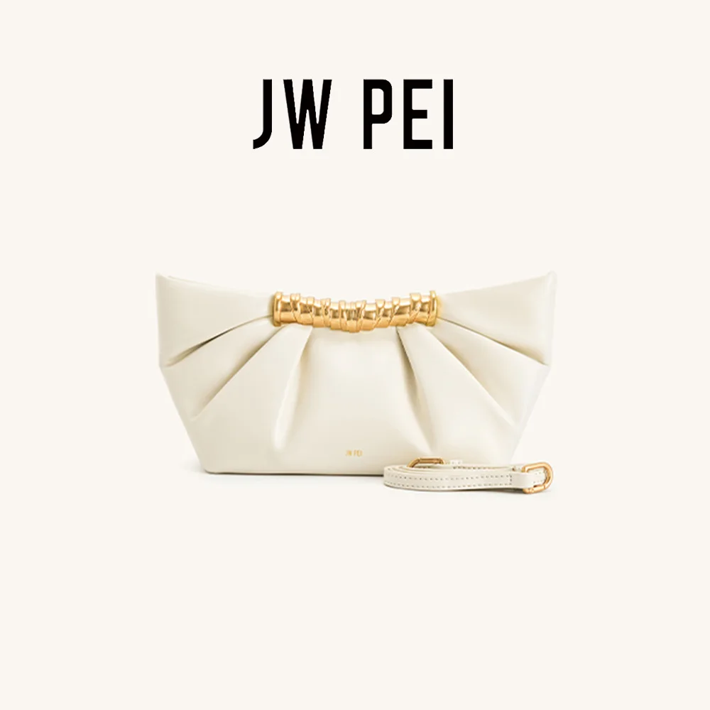 

JW PEI Leia French Style Pleated Shoulder Bag Genuine Leather Mini Metal Chain Crossbody Purse Elegant Banquet Evening Party Bag