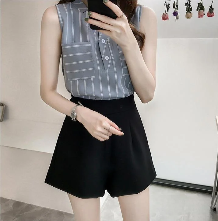 

Женская шифоновая летняя новая полосатая свободная коллекция большого размера из хлопка 00% со складками, обычный узор, весенняя коллекция