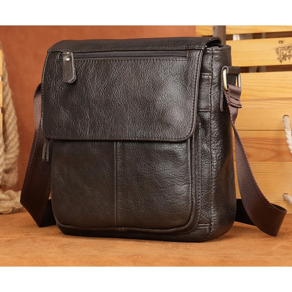 

Мужская кожаная сумка через плечо, повседневная модная универсальная простая сумка-мессенджер из воловьей кожи премиум-класса, деловая сумка через плечо, портативная дорожная сумка