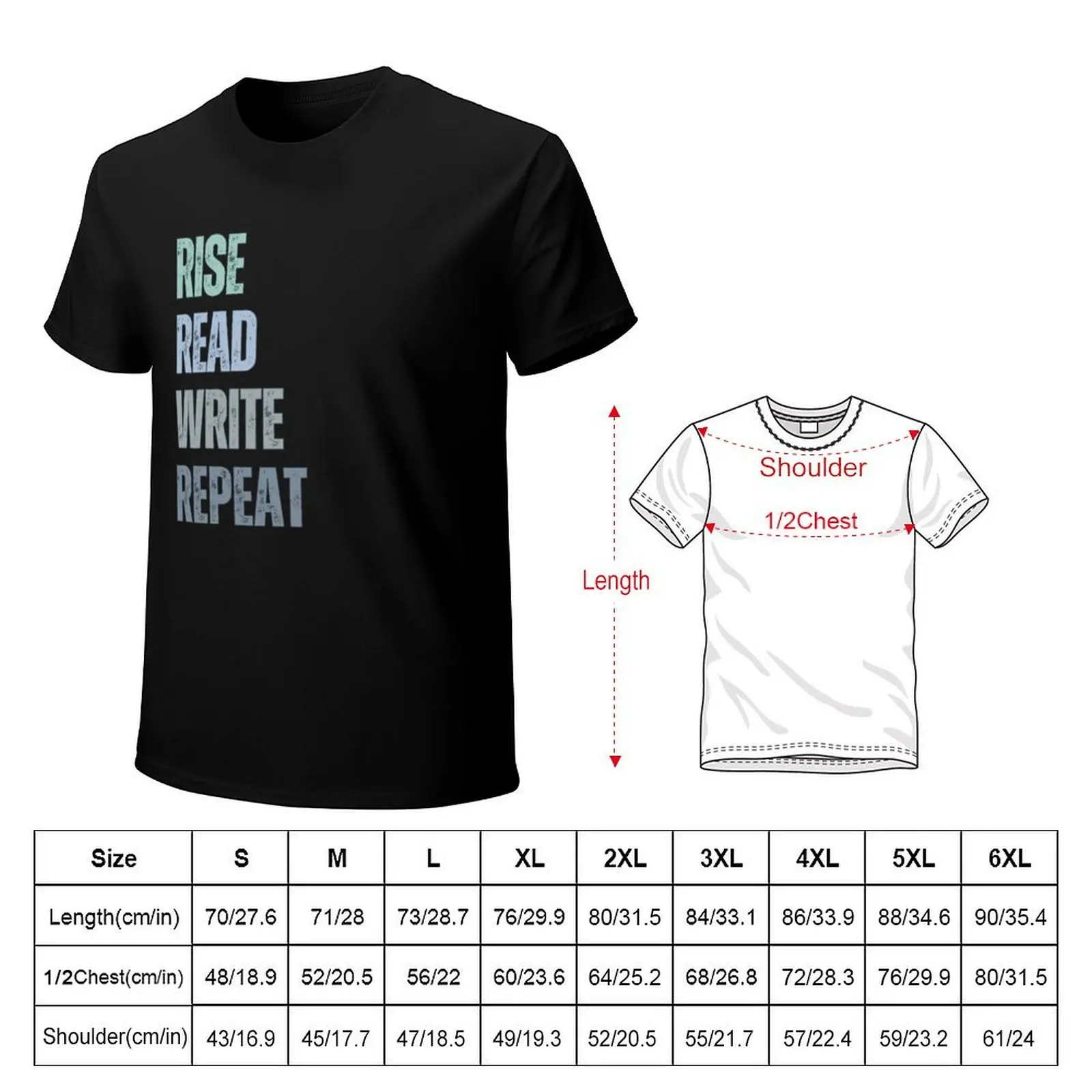 Bookish Saying Rise Read Write Repeat T-Shirt man t shirt luxury T-Shirt