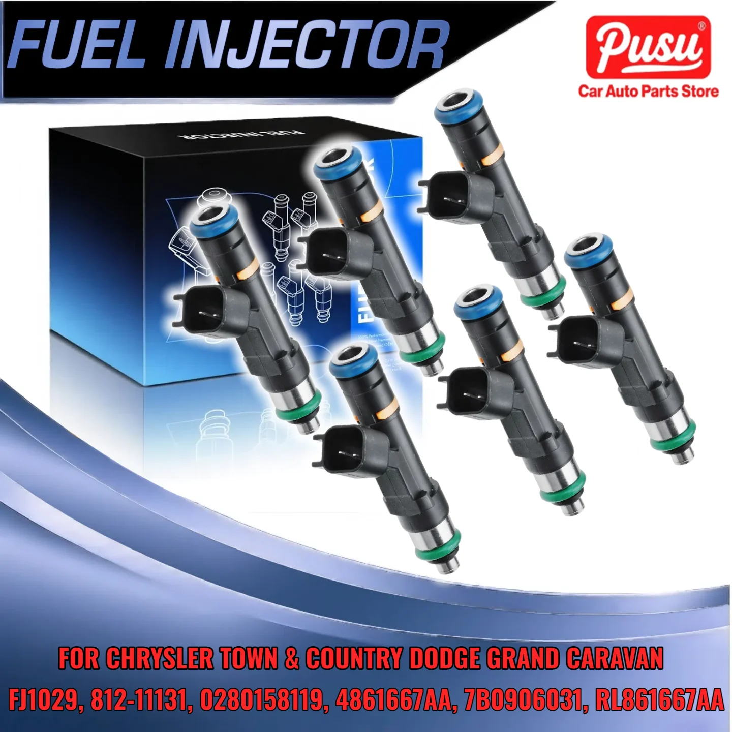 

6x New Fuel Injector Seal Kit for Jeep Wrangler for Dodge Grand Caravan for Chrysler for VW 0280158119 4861667AA