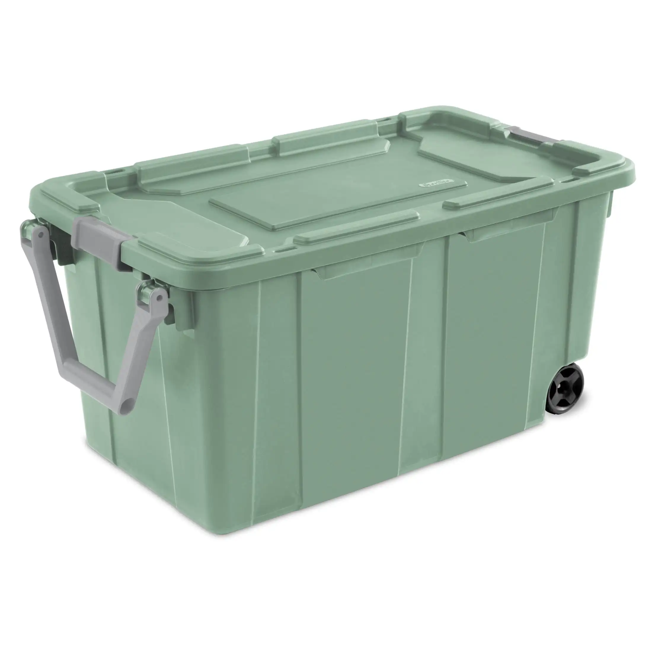 40 Gallon Wheeled Industrial Tote Plastic Adult, Green Sage, Set of 2