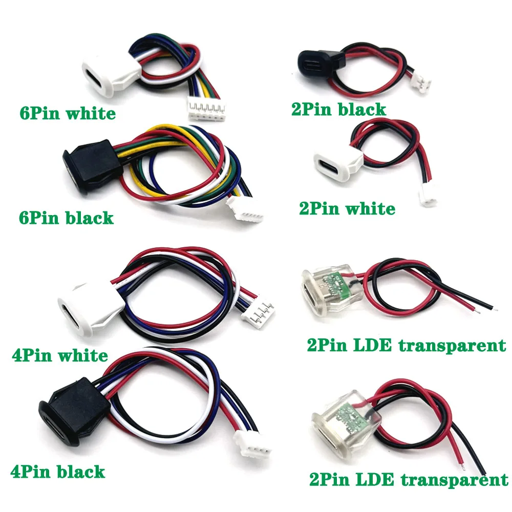 

USB Connector Type-C Waterproof with PH 2.0 2Pin 4Pin 6Pin locking plate Female Waterproof High Current Fast Charging jack port